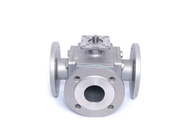 Small Full Port 3 Way Flanged Ball Valve Square Body with Mounting Pad